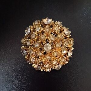 Vintage gold-toned rhinestone dome brooch Costume Jewelry